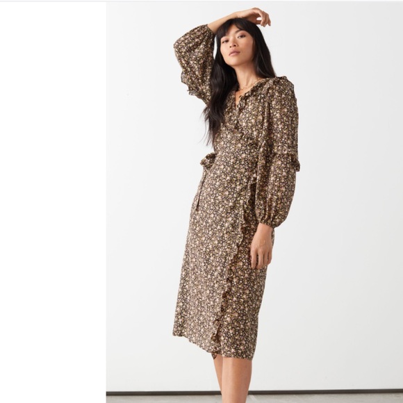 & Other Stories Dresses & Skirts - & Other Stories Brown Tan Wrap Midi Dress